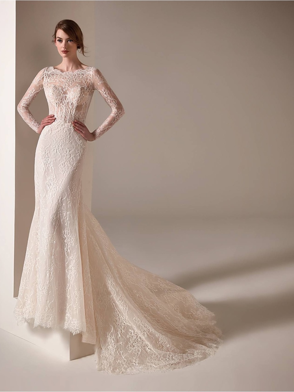 Pronovias- Malala Wedding Dress: Lace Long-Sleeve Ivory Gown